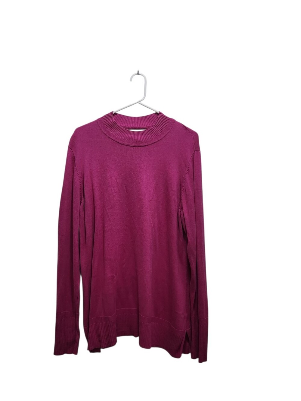 Isaac Mizrahi Live Sweater Womens XL Magenta Pink Cotton Blend Mock Neck
